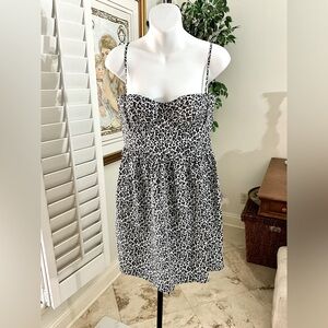 Moda International White Cheetah Print Corset Top Babydoll Dress Size 8